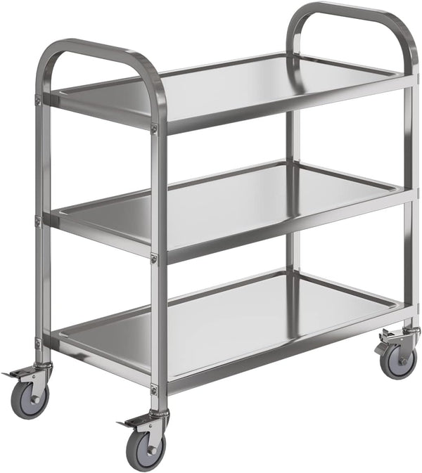Amarite 3 Shelf Stainless Steel cart--Serving cart with 360°Rotation Wheels,29.5 * 15.7 * 37.4'' L*W*H S.